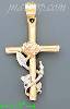 14K Gold Rose Wrapped 3Color Dia-Cut Cross Charm Pendant