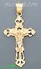 14K Gold Crucifix 3Color Dia-Cut Cross Charm Pendant