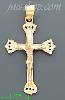 14K Gold Crucifix 3Color Dia-Cut Cross Charm Pendant