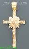 14K Gold Crucifix 3Color Dia-Cut Cross Charm Pendant