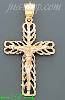 14K Gold Crucifix 3Color Dia-Cut Cross Charm Pendant