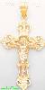 14K Gold Crucifix 3Color Dia-Cut Cross Charm Pendant