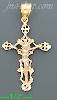 14K Gold Crucifix 3Color Dia-Cut Cross Charm Pendant