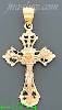 14K Gold Crucifix 3Color Dia-Cut Cross Charm Pendant