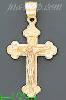 14K Gold Crucifix 3Color Dia-Cut Cross Charm Pendant