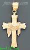 14K Gold Crucifix 3Color Dia-Cut Cross Charm Pendant