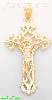 14K Gold Crucifix 3Color Dia-Cut Cross Charm Pendant