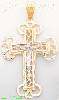 14K Gold Crucifix 3Color Dia-Cut Cross Charm Pendant