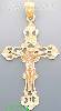 14K Gold Crucifix 3Color Dia-Cut Cross Charm Pendant