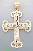 14K Gold Crucifix 3Color Dia-Cut Cross Charm Pendant