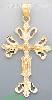 14K Gold Crucifix 3Color Dia-Cut Cross Charm Pendant