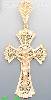 14K Gold Crucifix 3Color Dia-Cut Cross Charm Pendant