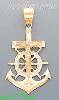 14K Gold Crucifix Cross Anchor 3Color Dia-Cut Charm Pendant