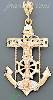 14K Gold Crucifix Cross Anchor 3Color Dia-Cut Charm Pendant