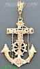 14K Gold Crucifix Cross Anchor 3Color Dia-Cut Charm Pendant