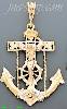 14K Gold Crucifix Cross Anchor 3Color Dia-Cut Charm Pendant