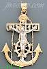 14K Gold Crucifix Cross Anchor 3Color Dia-Cut Charm Pendant