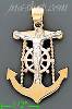 14K Gold Crucifix Cross Anchor 3Color Dia-Cut Charm Pendant