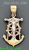 14K Gold Crucifix Cross Anchor 3Color Dia-Cut Charm Pendant