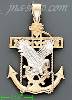 14K Gold Striking Eagle Anchor 3Color Dia-Cut Charm Pendant