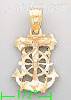 14K Gold Crucifix Cross Anchor 3Color Dia-Cut Charm Pendant