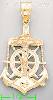 14K Gold Crucifix Cross Anchor 3Color Dia-Cut Charm Pendant