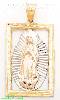 14K Gold Virgin Religious 3Color Dia-Cut Charm Pendant