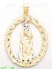 14K Gold Virgin Religious 3Color Dia-Cut Charm Pendant