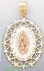 14K Gold Virgin Religious 3Color Dia-Cut Charm Pendant