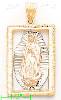 14K Gold Virgin Religious 3Color Dia-Cut Charm Pendant