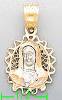 14K Gold Virgin Religious 3Color Dia-Cut Charm Pendant