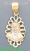 14K Gold Virgin Religious 3Color Dia-Cut Charm Pendant