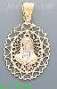 14K Gold Virgin Religious 3Color Dia-Cut Charm Pendant