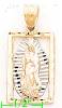 14K Gold Virgin Religious 3Color Dia-Cut Charm Pendant