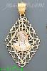 14K Gold Virgin Religious 3Color Dia-Cut Charm Pendant