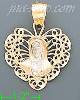 14K Gold Virgin Religious 3Color Dia-Cut Charm Pendant