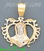 14K Gold Virgin Religious 3Color Dia-Cut Charm Pendant