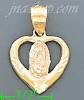 14K Gold Virgin Religious 3Color Dia-Cut Charm Pendant