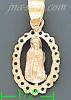 14K Gold Virgin Religious 3Color Dia-Cut Charm Pendant