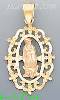 14K Gold Virgin Religious 3Color Dia-Cut Charm Pendant