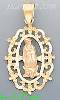 14K Gold Virgin Religious 3Color Dia-Cut Charm Pendant