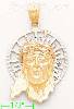 14K Gold Jesus Christ Face Religious 3Color Dia-Cut Charm Pendan