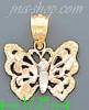 14K Gold Butterfly 3Color Dia-Cut Charm Pendant