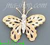 14K Gold Butterfly 3Color Dia-Cut Charm Pendant