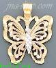 14K Gold Butterfly 3Color Dia-Cut Charm Pendant