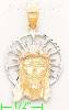 14K Gold Jesus Christ Face Religious 3Color Dia-Cut Charm Pendan