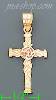 14K Gold Cross 3Color Dia-Cut Charm Pendant