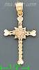 14K Gold Cross 3Color Dia-Cut Charm Pendant