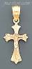 14K Gold Crucifix Cross 3Color Dia-Cut Charm Pendant