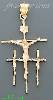 14K Gold Triple Crucifix Cross 3Color Dia-Cut Charm Pendant